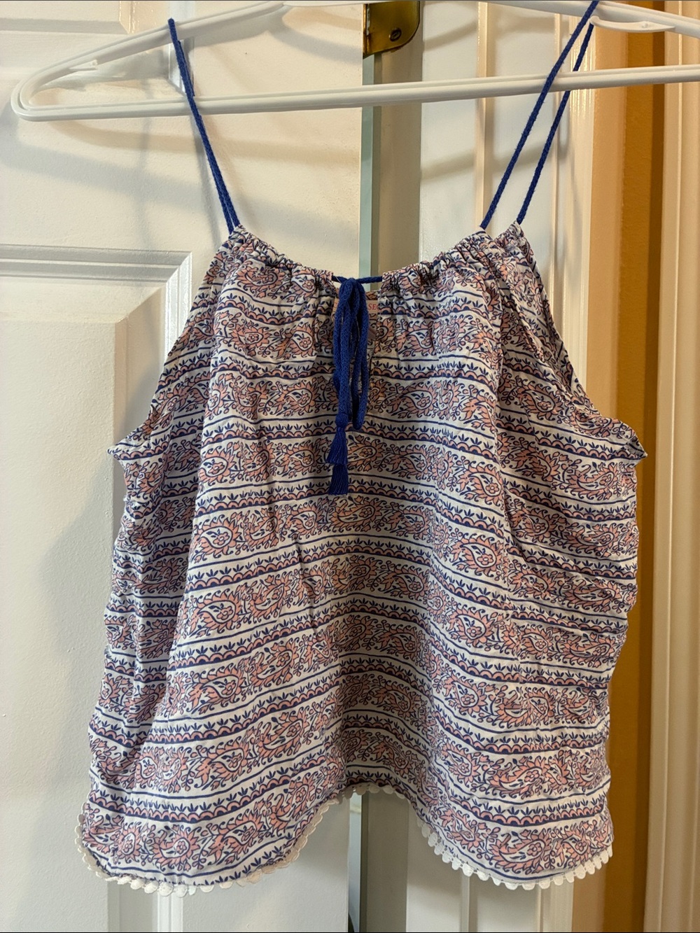 Victoria's Secret White Tank with Blue and Pink Paisley Print